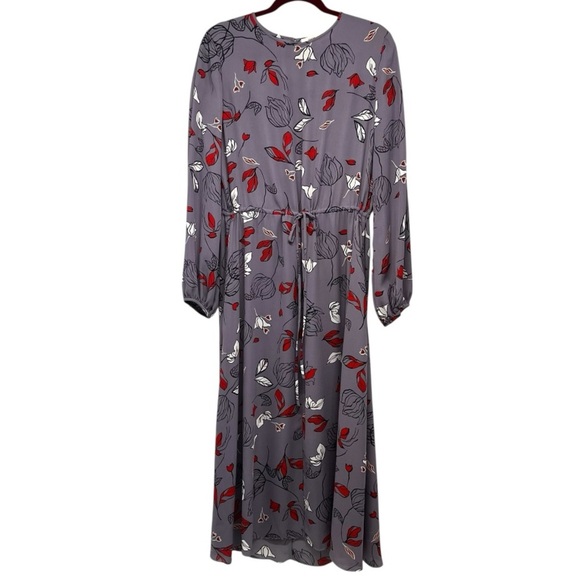 Diane Von Furstenberg Lavender Floral Long Sleeve Maxi Dress Women’s 12 - Picture 5 of 11